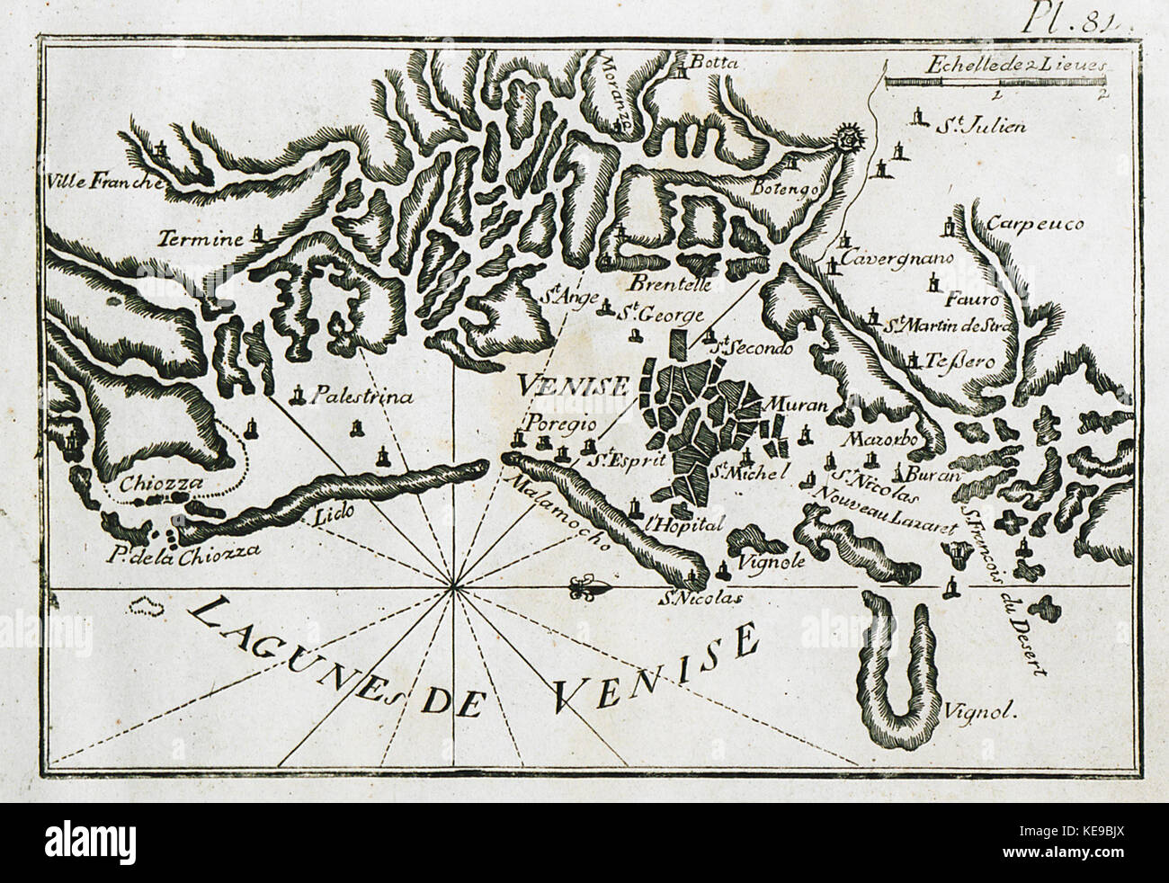 Mappa della laguna di Venezia Roux Joseph 1804 Foto Stock