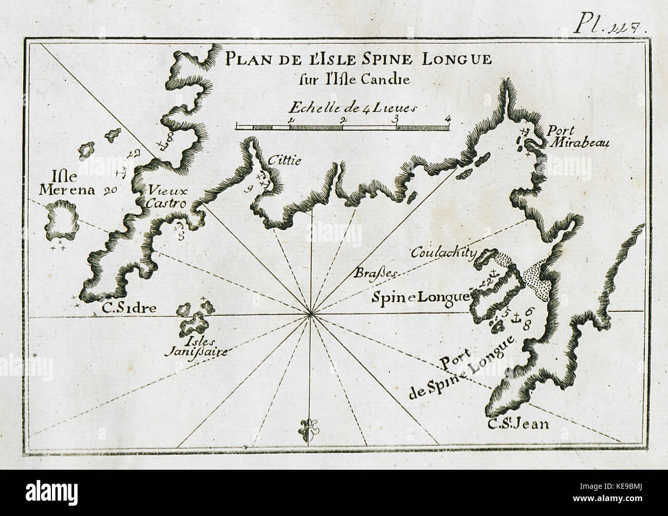 Plan de l'isle dorso Longue sur l'isle Candie Roux Joseph 1804 Foto Stock