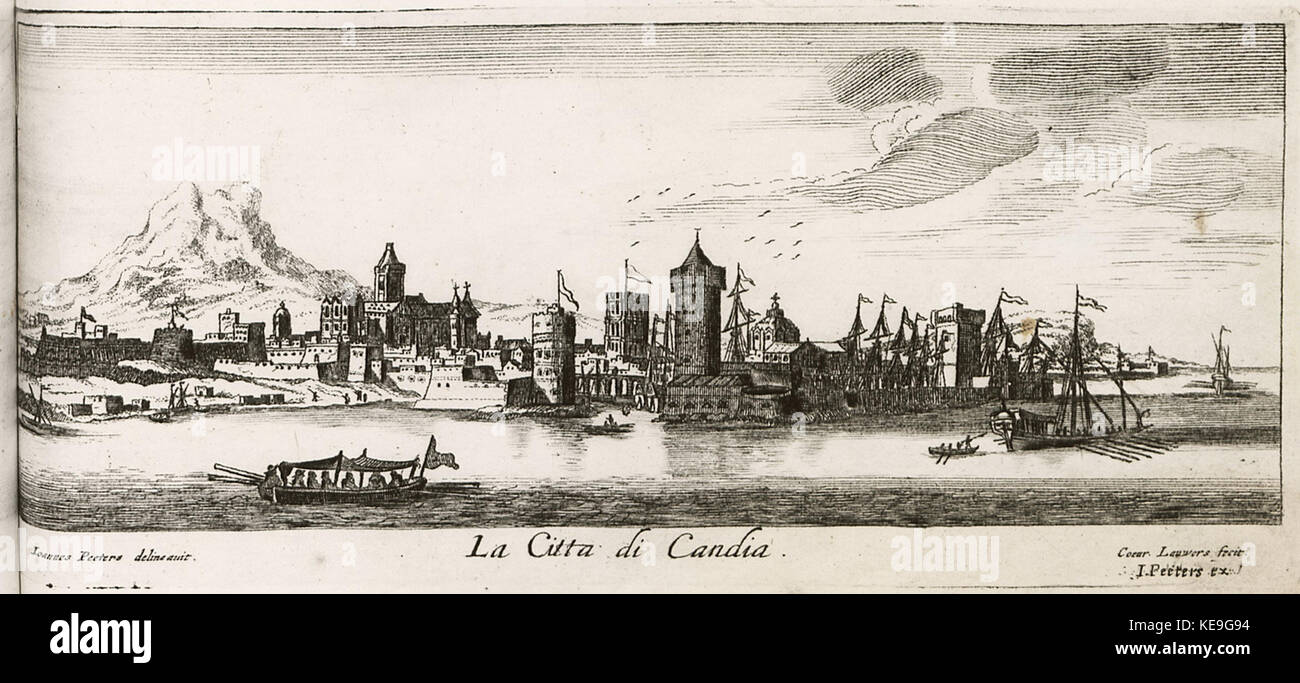 La citta di Candia Peeters Giacobbe 1686 Foto Stock