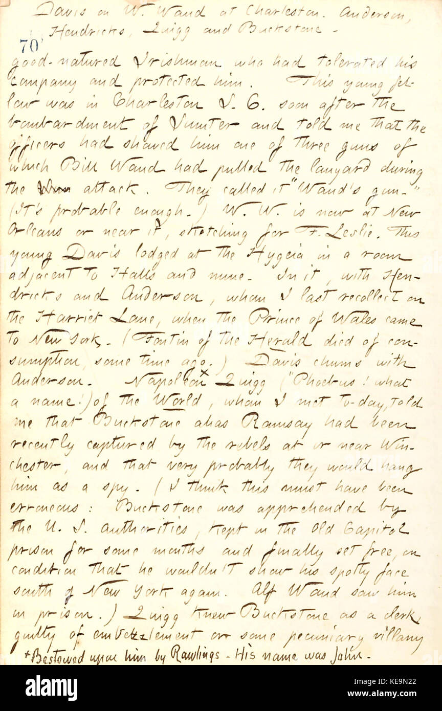 Thomas Butler Gunn Diaries Volume 19, pagina 84, 26 marzo 1862 Foto Stock