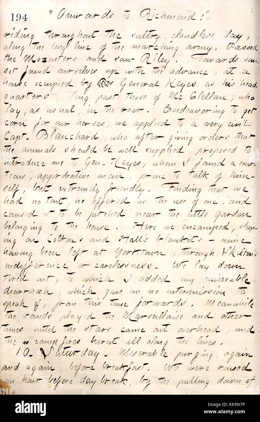 Thomas Butler Gunn Diaries Volume 19, pagina 224, 9 maggio 1862 Foto Stock