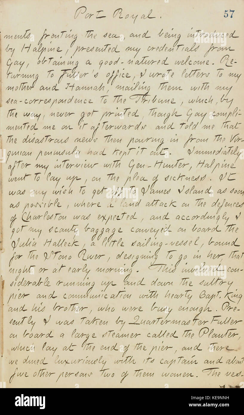 Thomas Butler Gunn Diaries Volume 20, pagina 66, 18 giugno 1862 Foto Stock