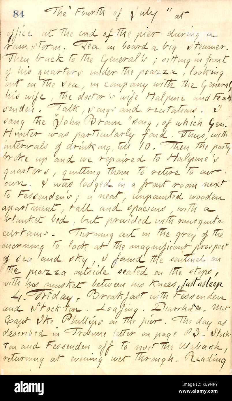 Thomas Butler Gunn Diaries Volume 20, pagina 94, 3 Luglio 1862 Foto Stock