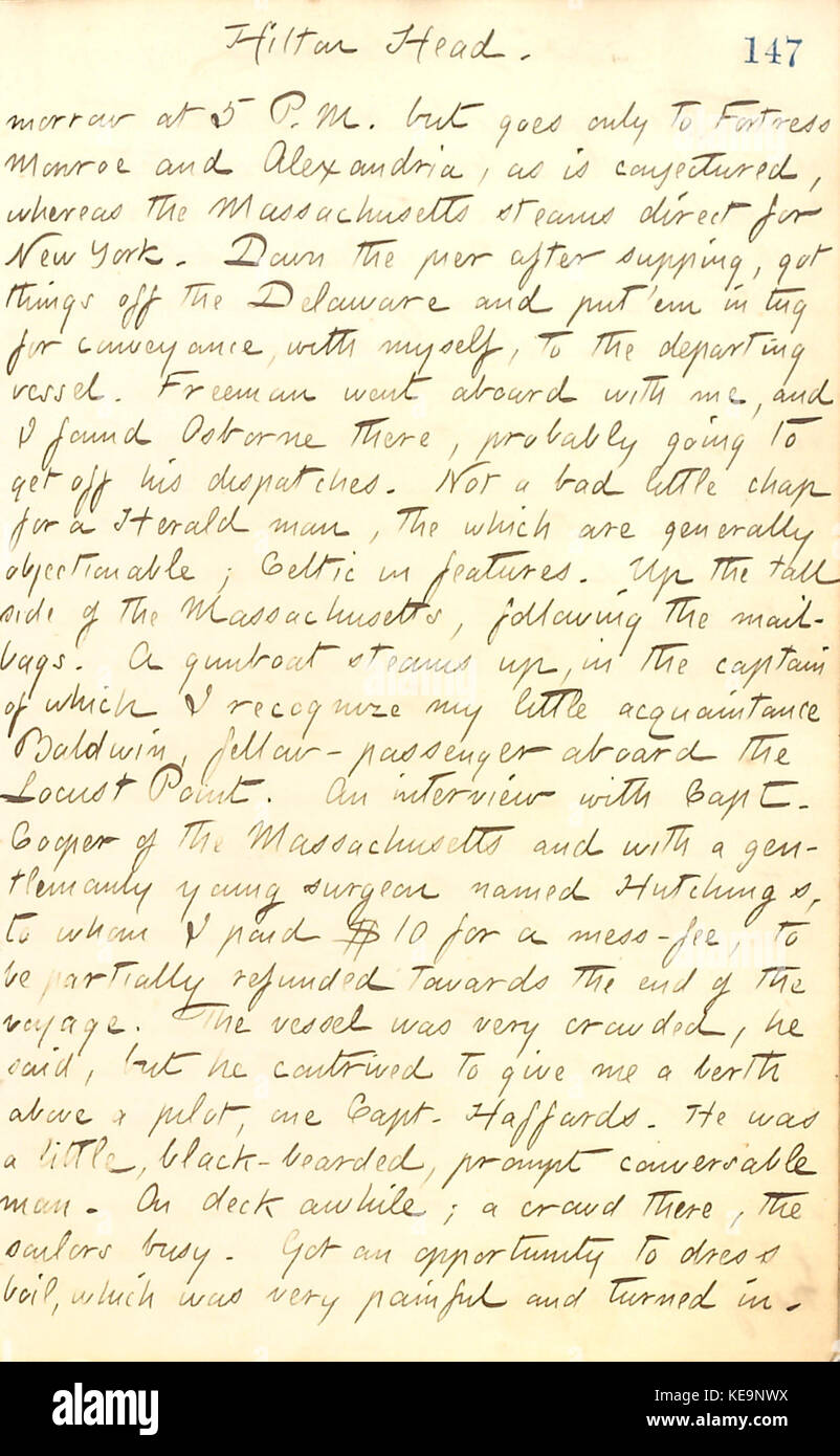 Thomas Butler Gunn Diaries Volume 20, pagina 161, 8 settembre 1862 Foto Stock