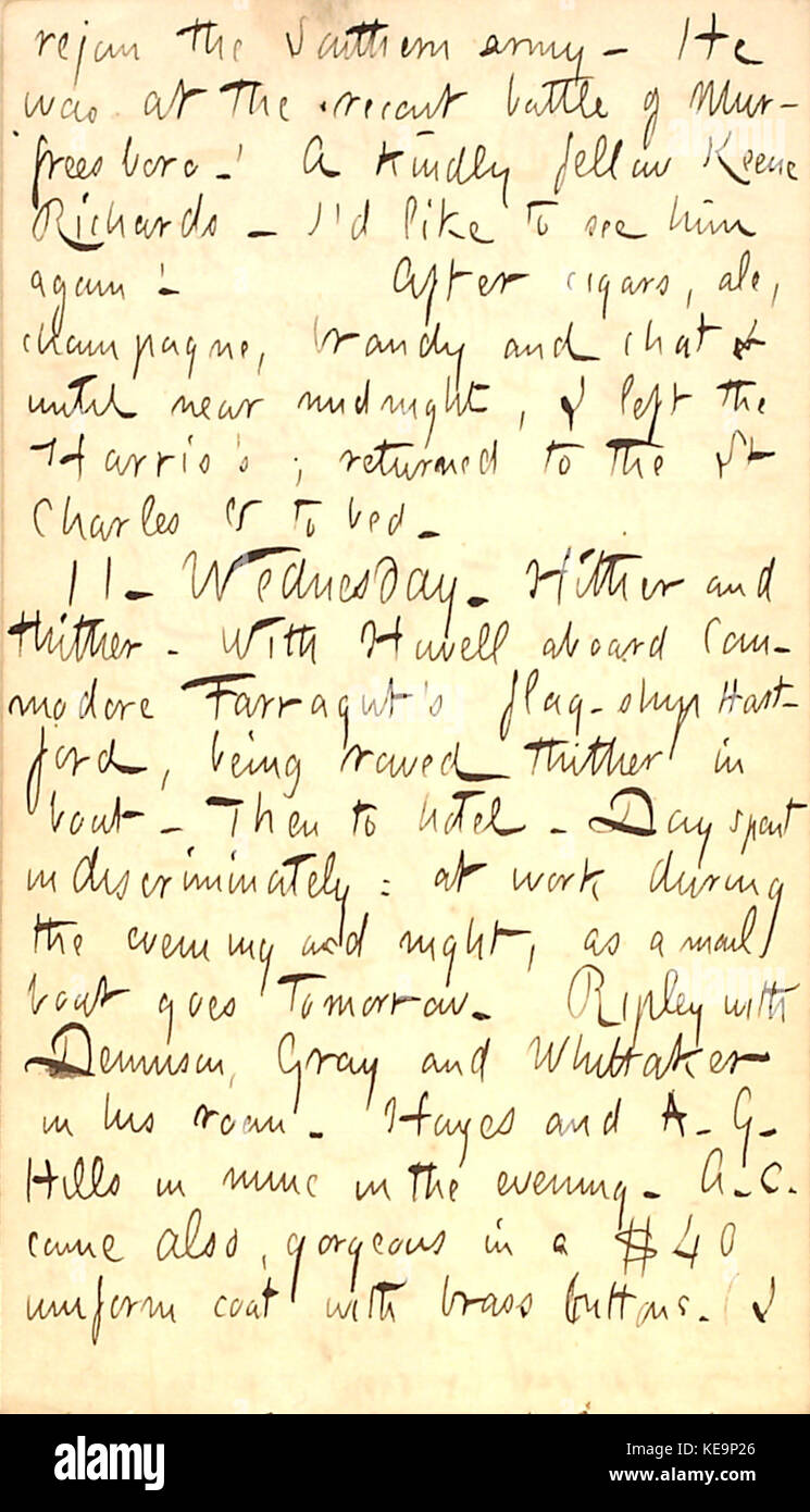 Thomas Butler Gunn Diaries Volume 22, pagina 66, 10 Febbraio 1863 Foto Stock