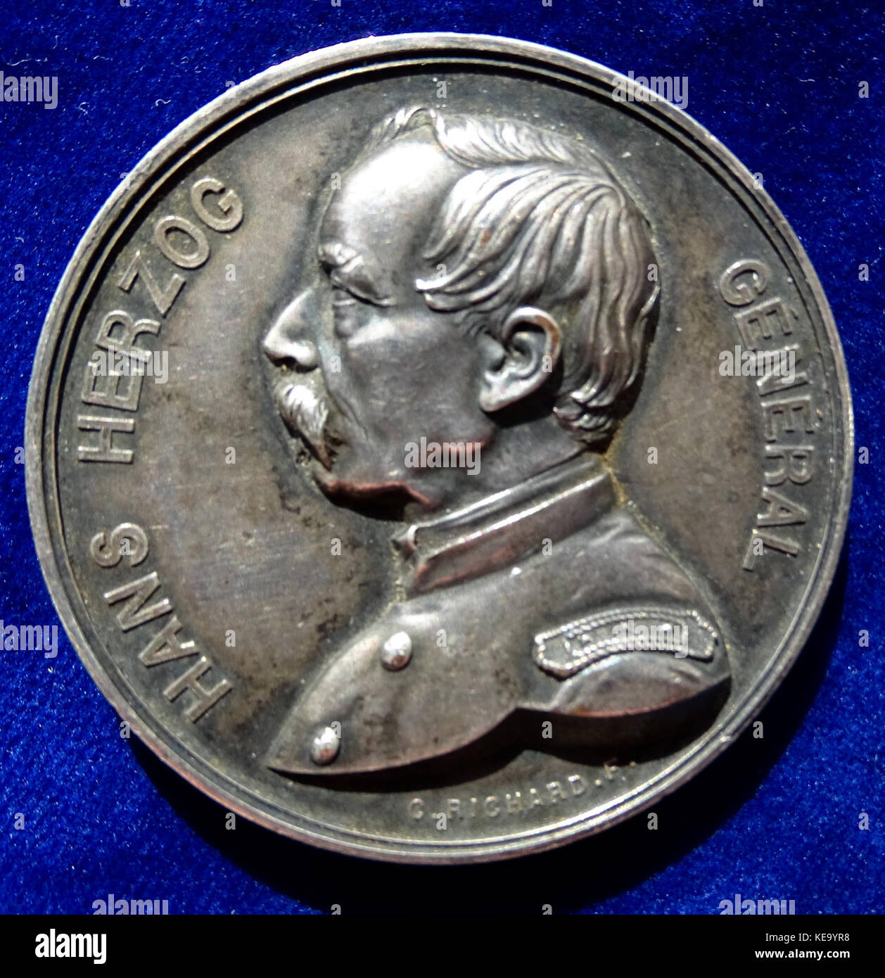 Medaglia svizzero Hans Herzog, della Svizzera in generale durante il Franco guerra prussiano 1870 1871, complementare Foto Stock