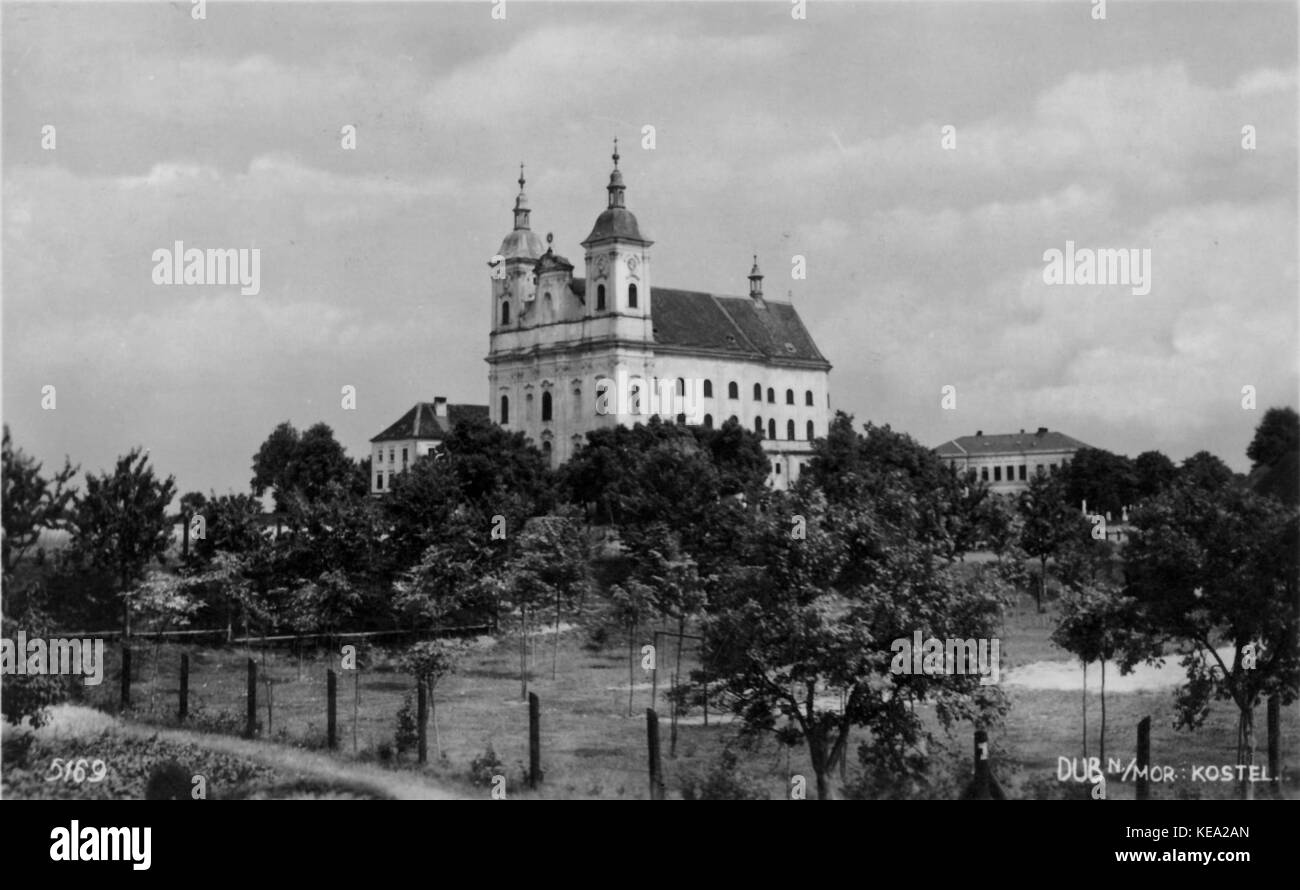 Cartolina storica della Chiesa della Purificazione di Maria in Dub nad Moravou 02 Foto Stock