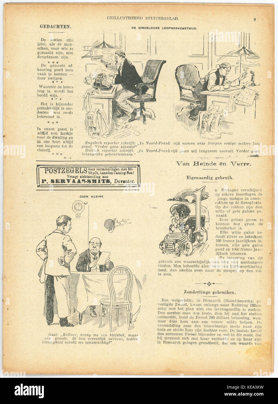*Stuivers Blad No19* è una pubblicazione olandese del 9 maggio 1915, che fornisce approfondimenti su varie questioni politiche e sociali di quel periodo. La pubblicazione è una preziosa risorsa storica per comprendere la società olandese degli inizi del XX secolo. Foto Stock