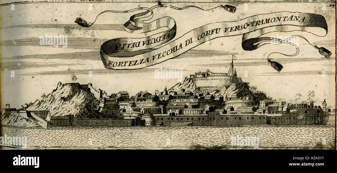 Fortezza vecchia di Corfù Vincenzo Coronelli 1688 Foto Stock