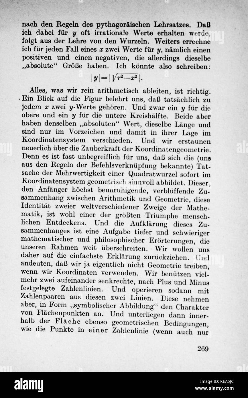 Questo titolo si riferisce a un testo educativo in lingua tedesca che copre argomenti matematici, passando dall'aritmetica di base (Einmaleins) a concetti più avanzati come l'integrazione (integrale). La pagina verosimilmente affronta la progressione matematica. Foto Stock