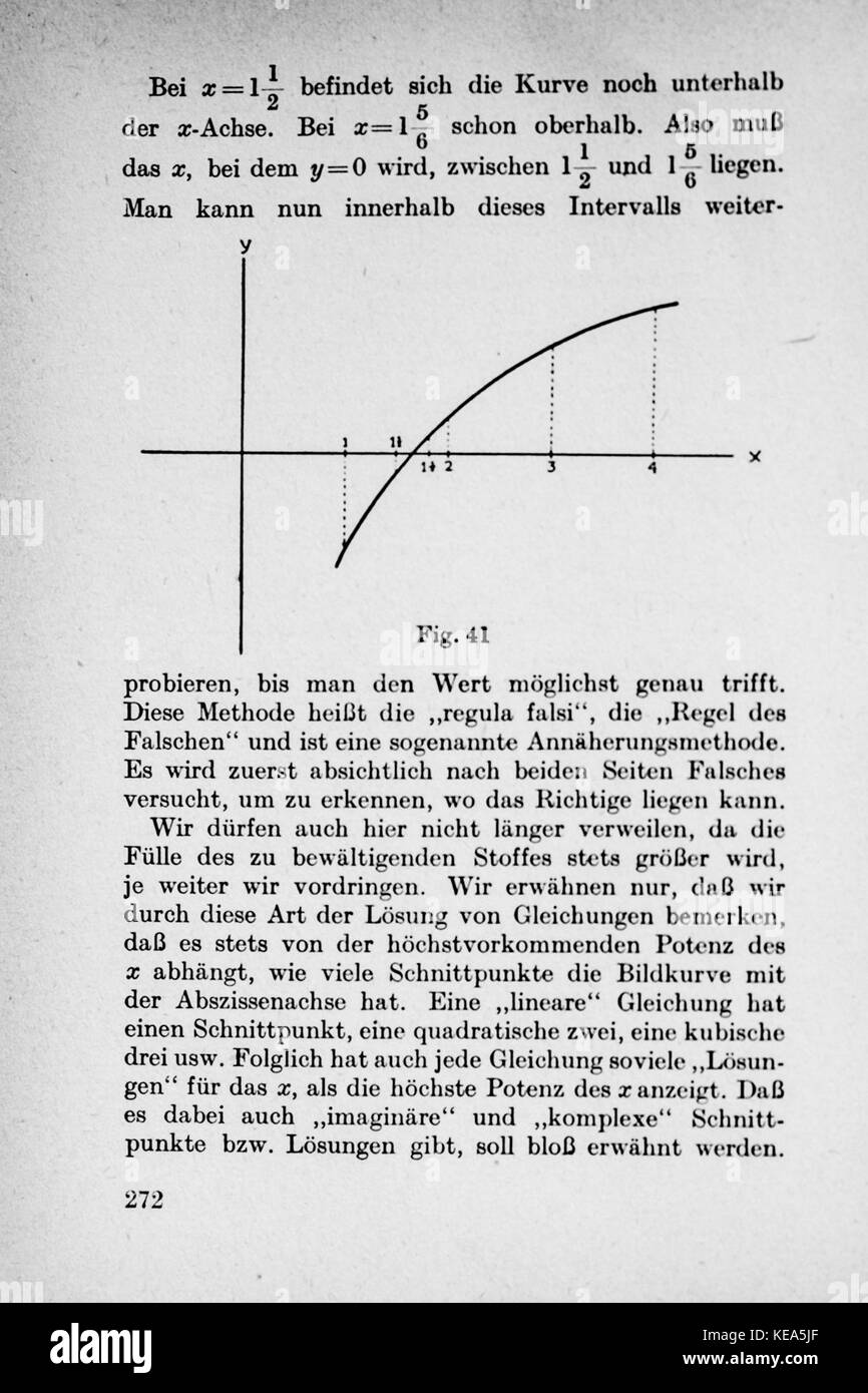 Questa pagina del libro di testo "Vom Einmaleins zum Integral" tratta un concetto matematico, che probabilmente discute delle funzioni matematiche e della loro integrazione. Il contenuto fa parte di una risorsa educativa storica sulla matematica avanzata. Foto Stock
