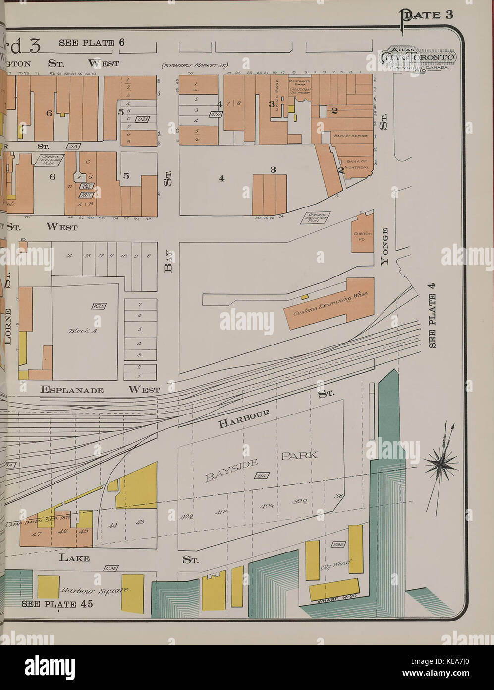 Mappa del 1910 Toronto Atlas, volume 1, Plate 3, Item 17, che mostra la pianificazione urbana dettagliata e le divisioni immobiliari. Foto Stock