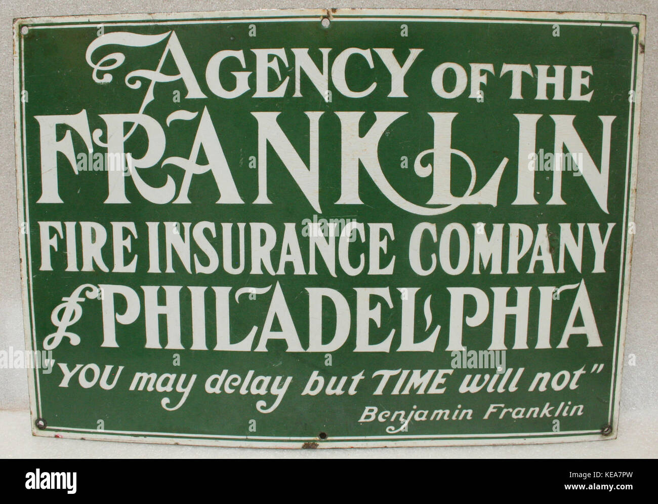 Segno del commercio per Franklin Fire Insurance Company, Philadelphia Foto Stock