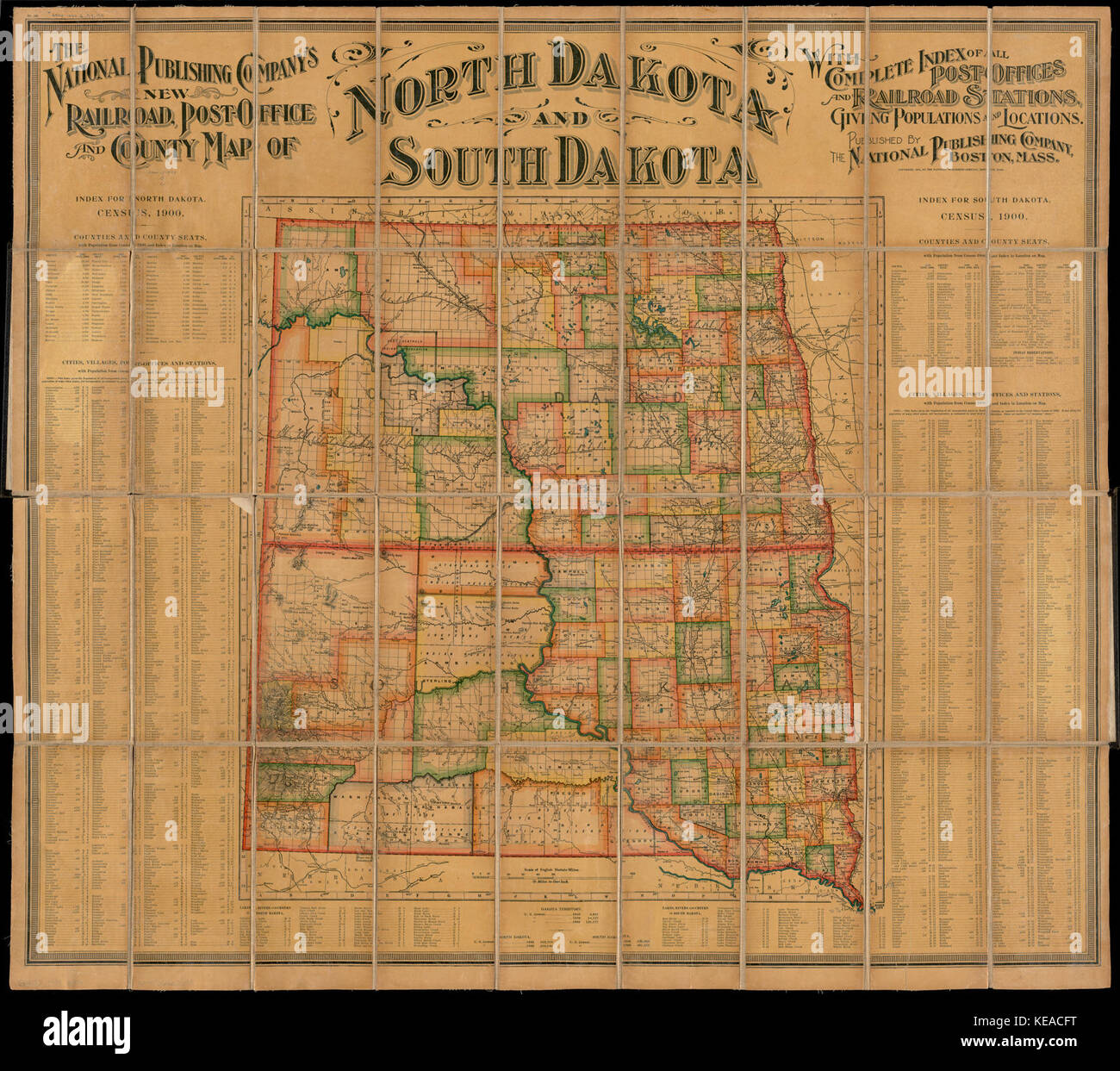 Il National Publishing Company è di nuovo la ferrovia, un ufficio postale e county map di Dakota del Nord e del Sud Dakota con indice completo di tutti gli uffici postali e stazioni ferroviarie, dando alle popolazioni e (10841202634) Foto Stock