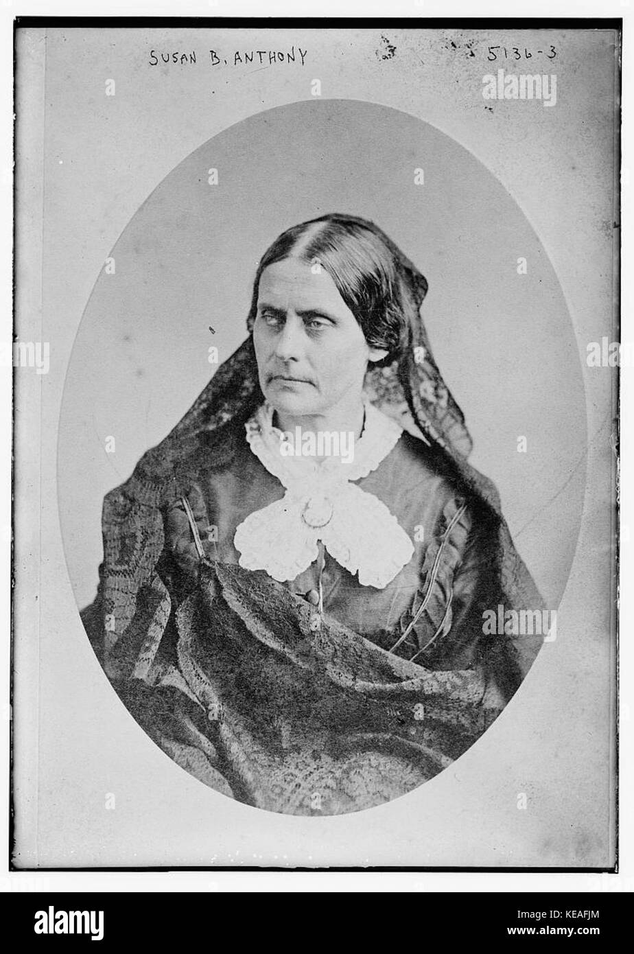 Susan B. Anthony indossando un velo Foto Stock