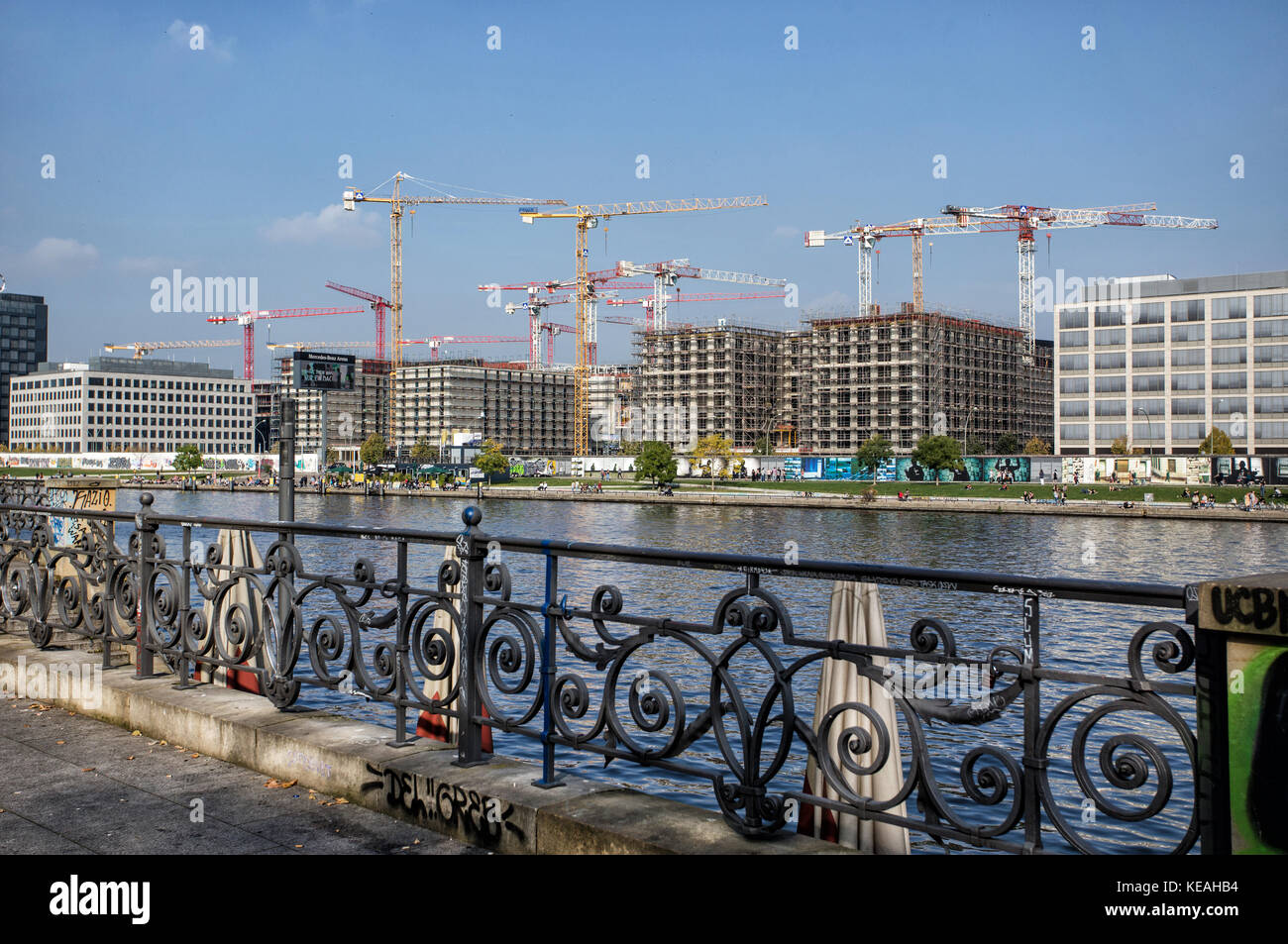 Il lato est costruzioni, Berlino, Germania Foto Stock