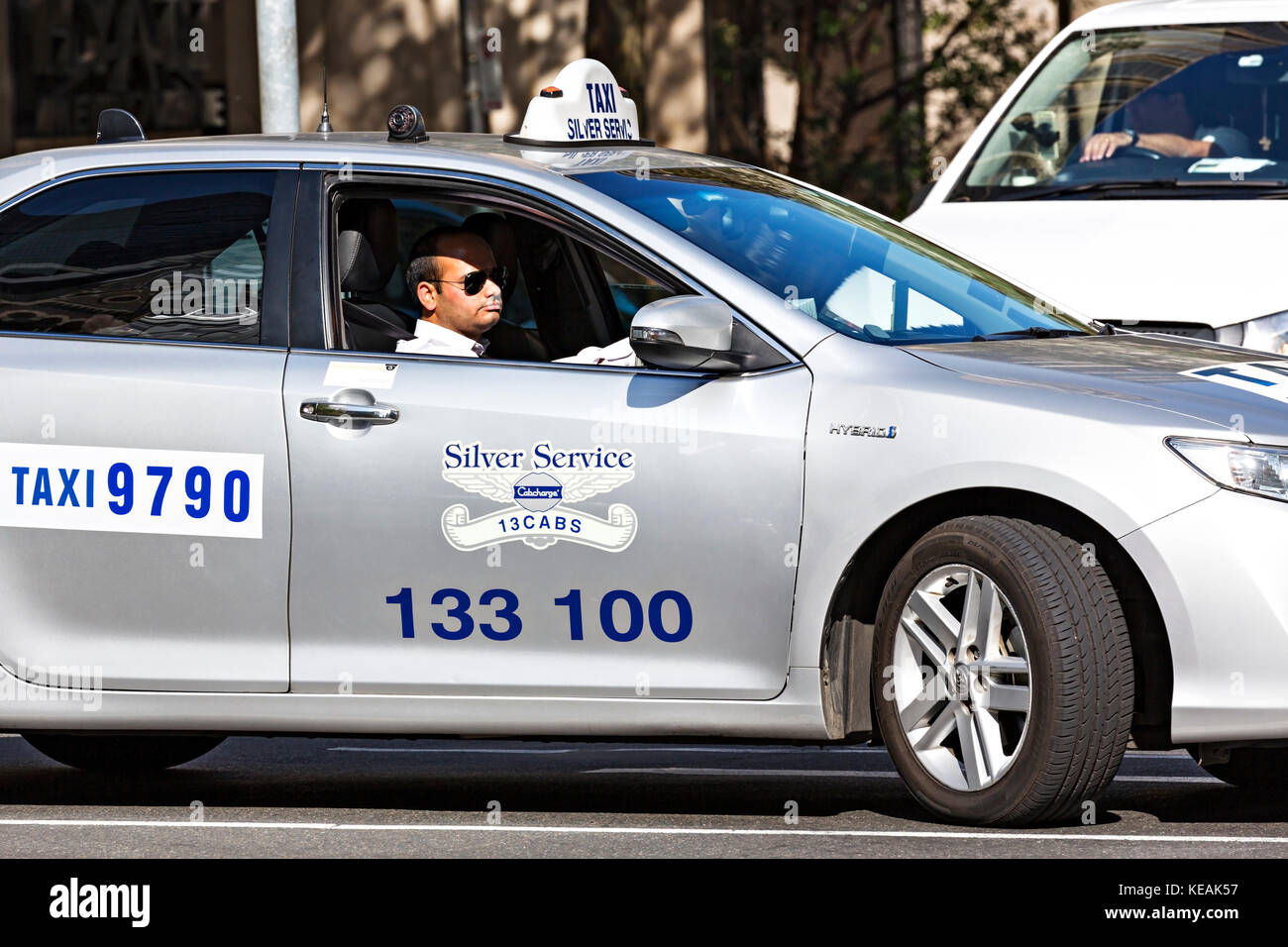 Servizio argento Taxi driver in Collins Street Melbourne. Foto Stock