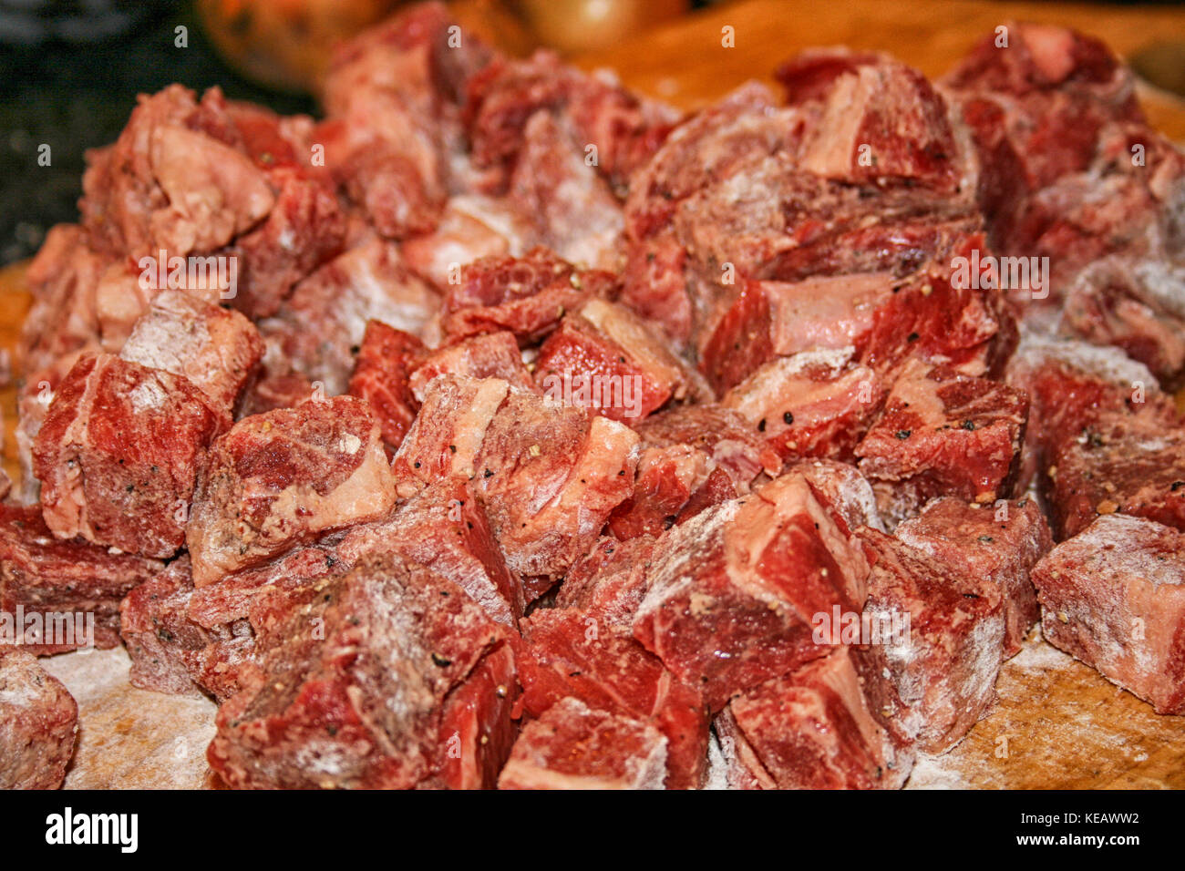 Pezzi di carne in stretta fino Foto Stock
