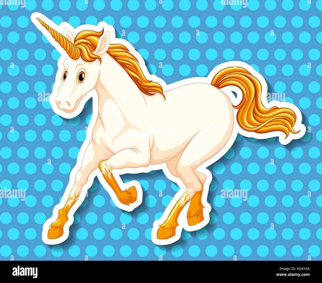 Unico unicorn con Golden Horn e le luci di coda Illustrazione Vettoriale