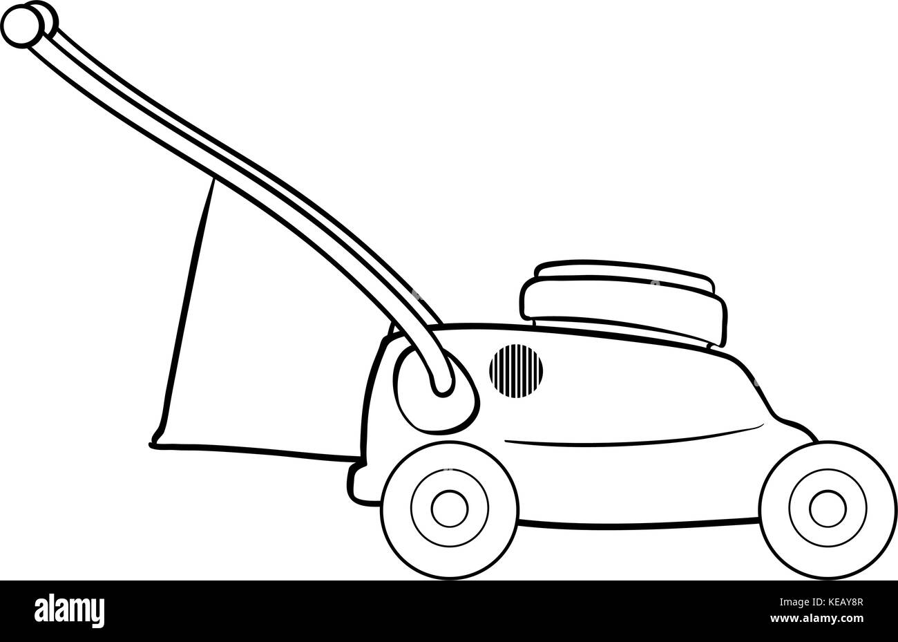 Close up tosaerba con sacco per rifiuti Illustrazione Vettoriale