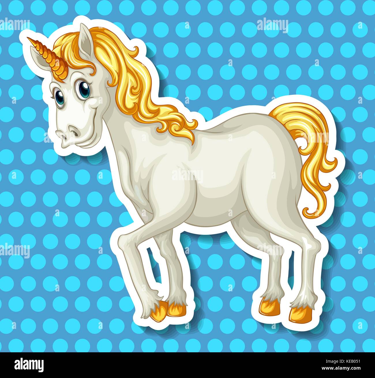 Close up white unicorn con Golden Horn Illustrazione Vettoriale