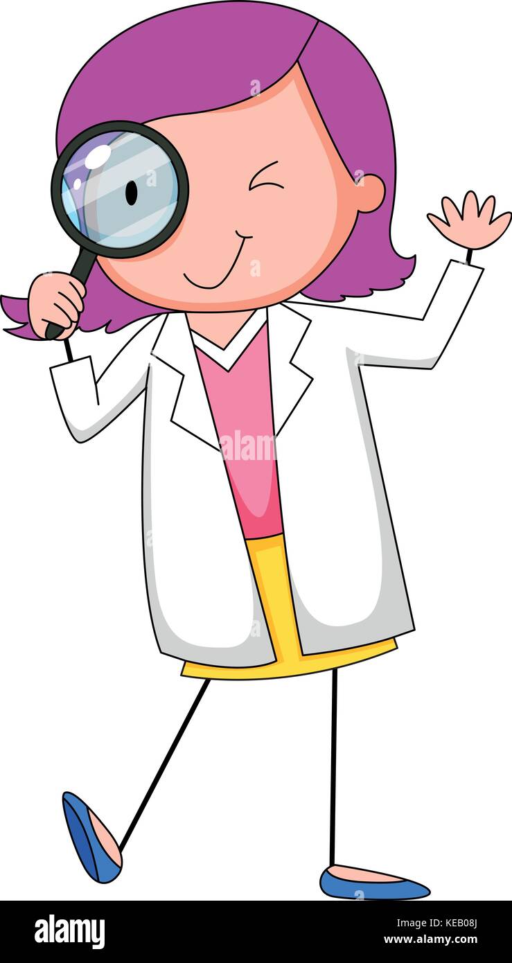 Closeup Donna Scienziato Con Lente Di Ingrandimento