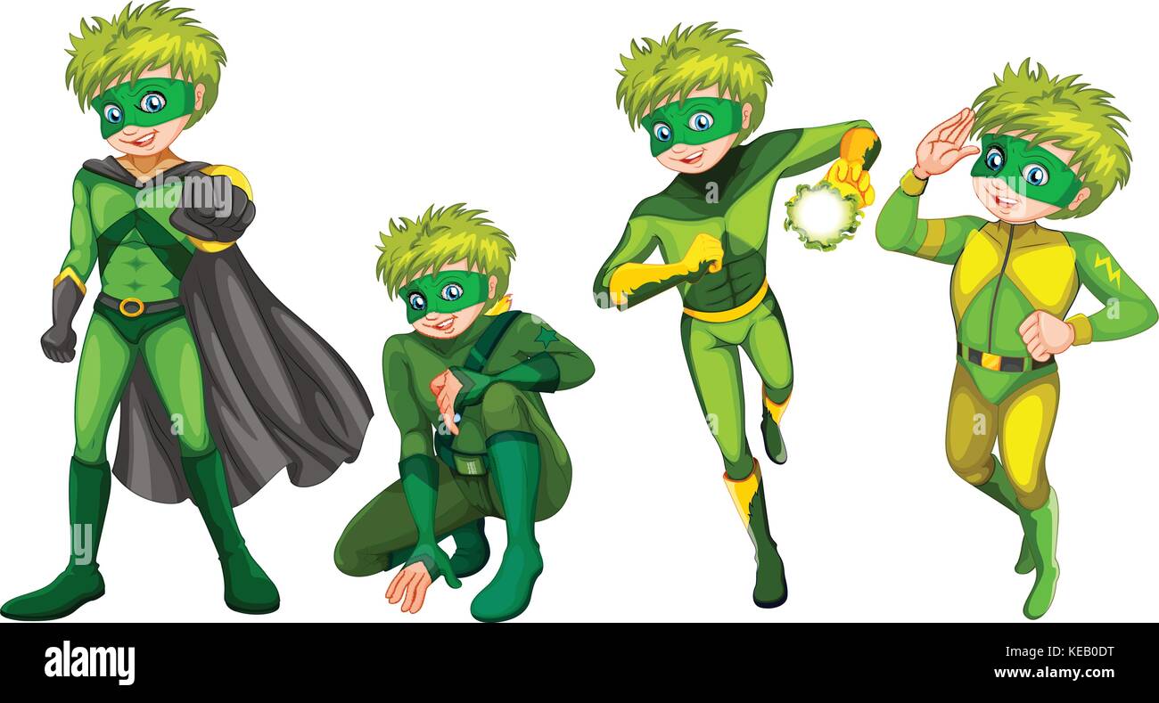 Il supereroe verde indossando maschera e stivali Illustrazione Vettoriale