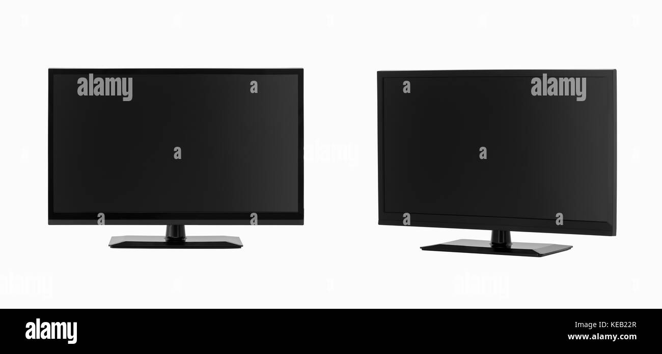 TV LCD di alta qualità in due angolazioni su sfondo bianco Foto Stock