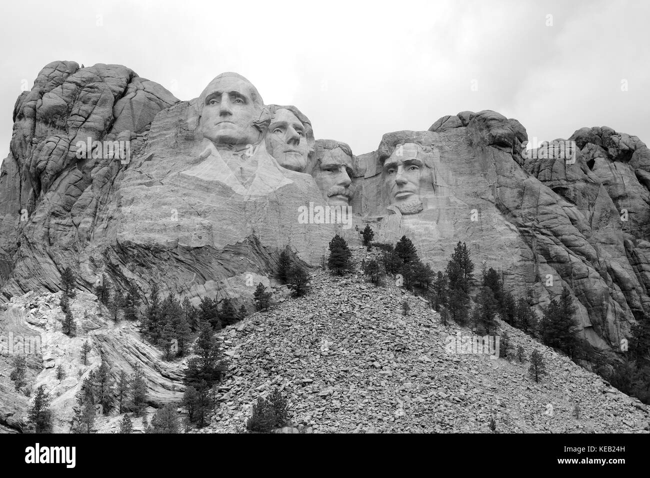 Il monte Rushmore in bianco e nero Foto Stock