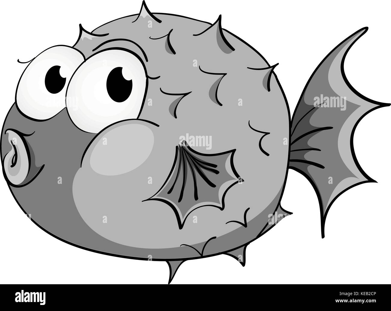 Chubby pesce in bianco e nero Illustrazione Vettoriale