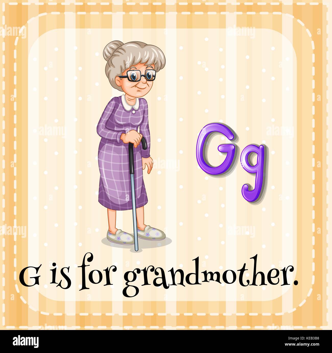 Flashcard lettera g è per la nonna Illustrazione Vettoriale