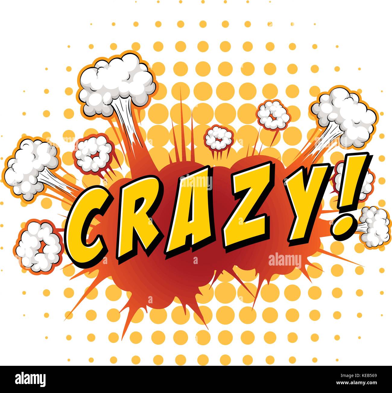 La parola 'pazzo' con cloud sfondo di esplosione Illustrazione Vettoriale