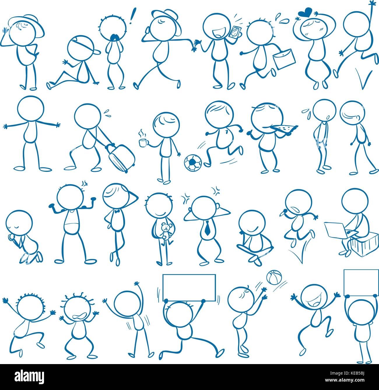 Scarabocchi di persone facendo cose diverse Illustrazione Vettoriale