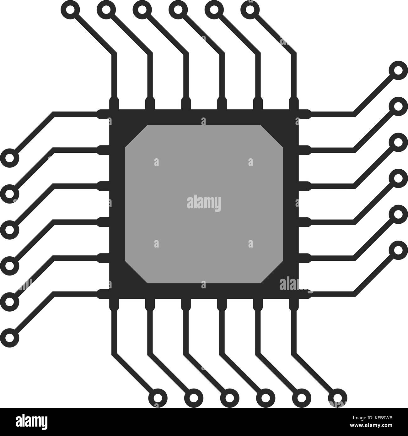 Abstract di nero microchip icona del circuito Illustrazione Vettoriale