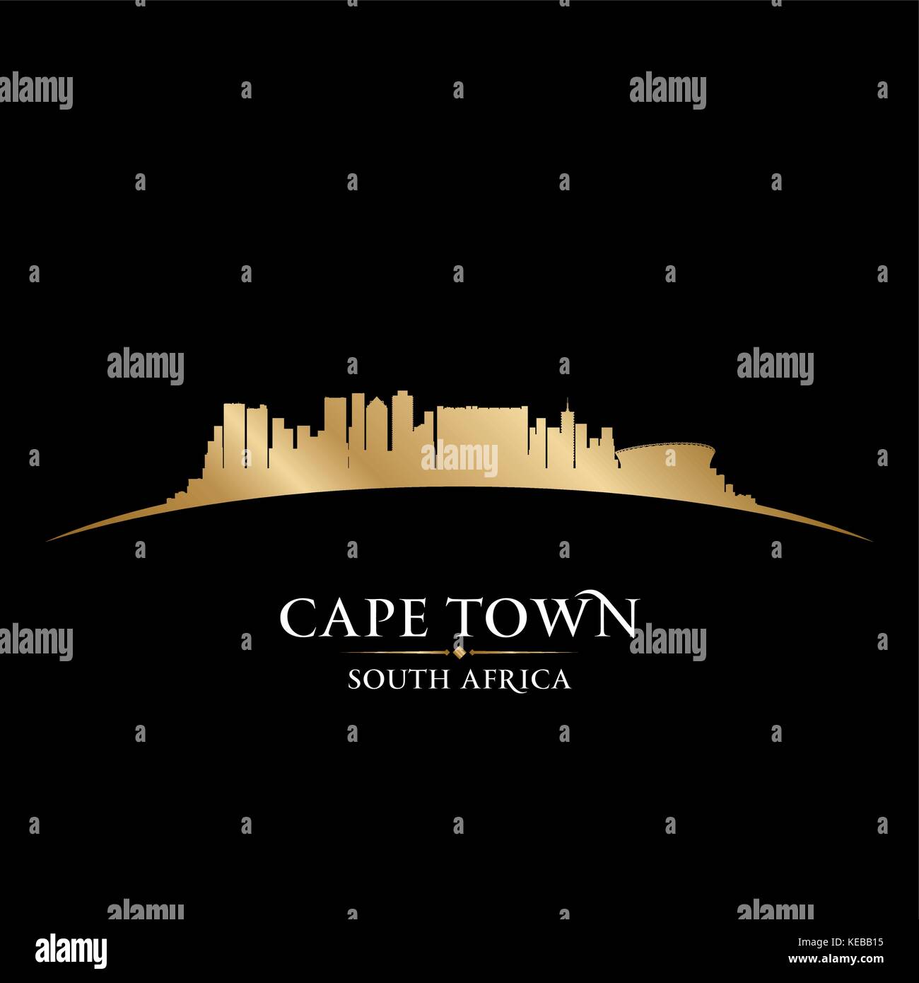 Città del Capo Sud Africa dello skyline della città silhouette. Illustrazione Vettoriale Illustrazione Vettoriale