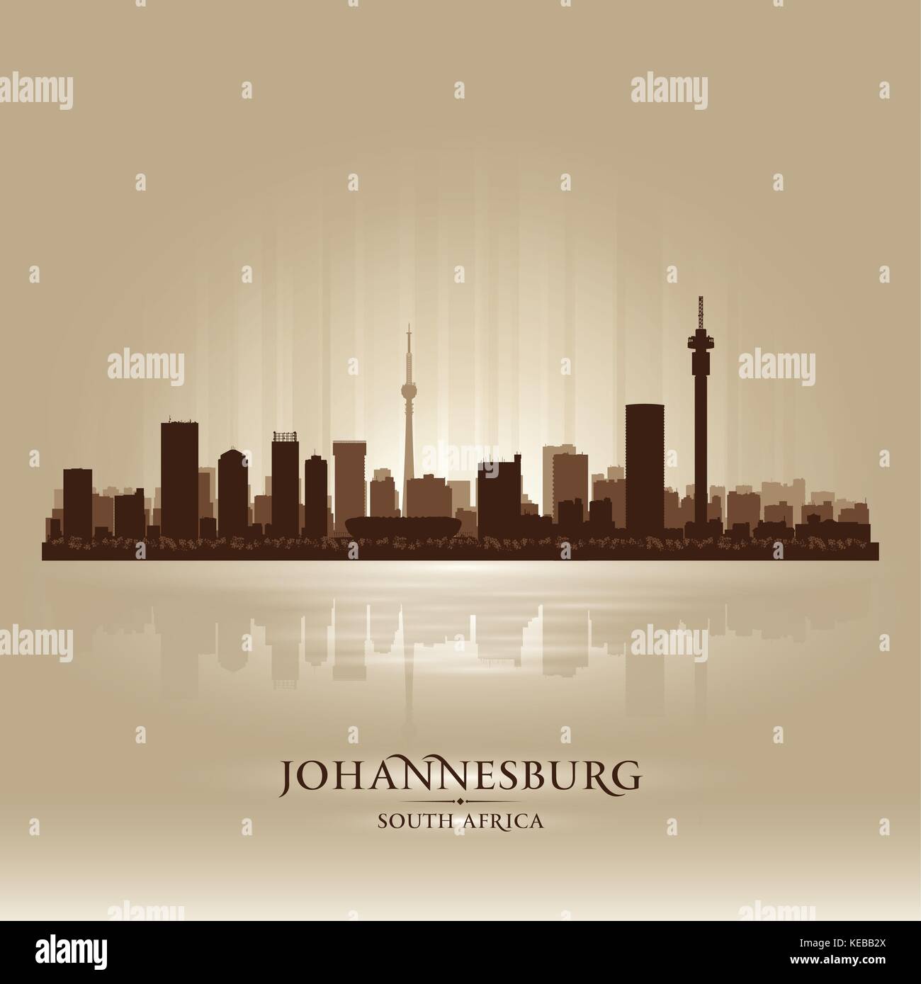 Johannesburg Sudafrica skyline della città silhouette. Illustrazione Vettoriale Illustrazione Vettoriale