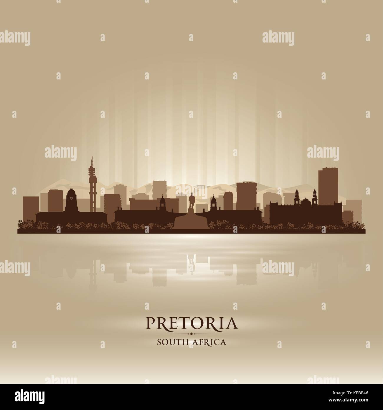 Pretoria Sudafrica skyline della città silhouette. Illustrazione Vettoriale Illustrazione Vettoriale