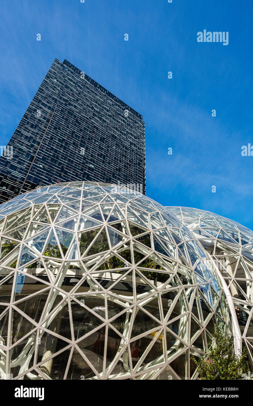 Le tre sfere in Amazzonia presso la sede centrale, Seattle, Washington, Stati Uniti d'America Foto Stock