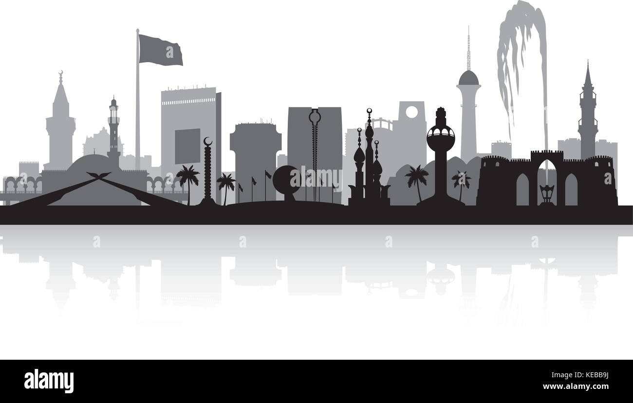 Jeddah Arabia Saudita skyline della città di vettore illustrazione silhouette Illustrazione Vettoriale