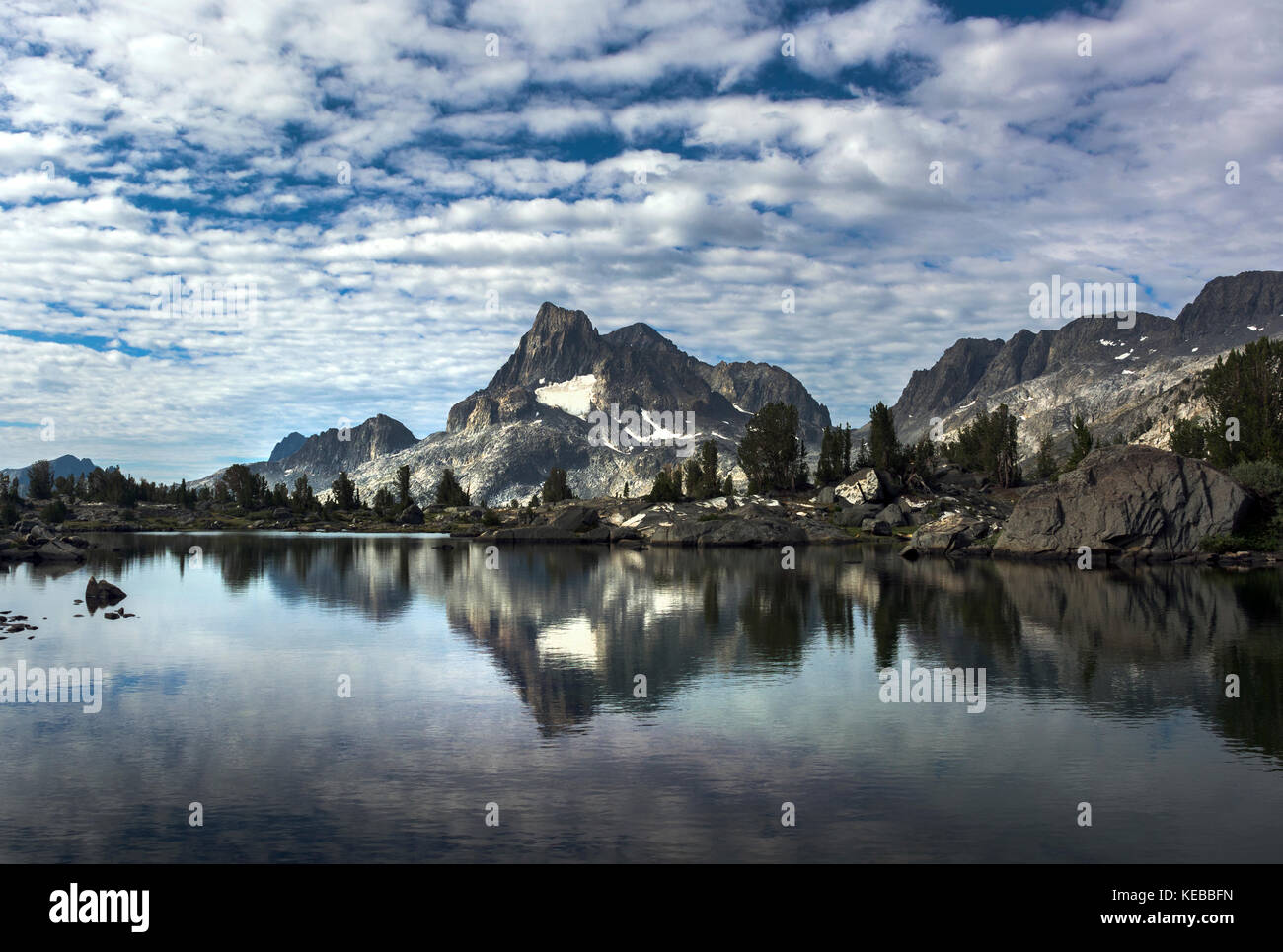 Picco di banner e il monte ritter, isola pass, John Muir Trail, California Foto Stock