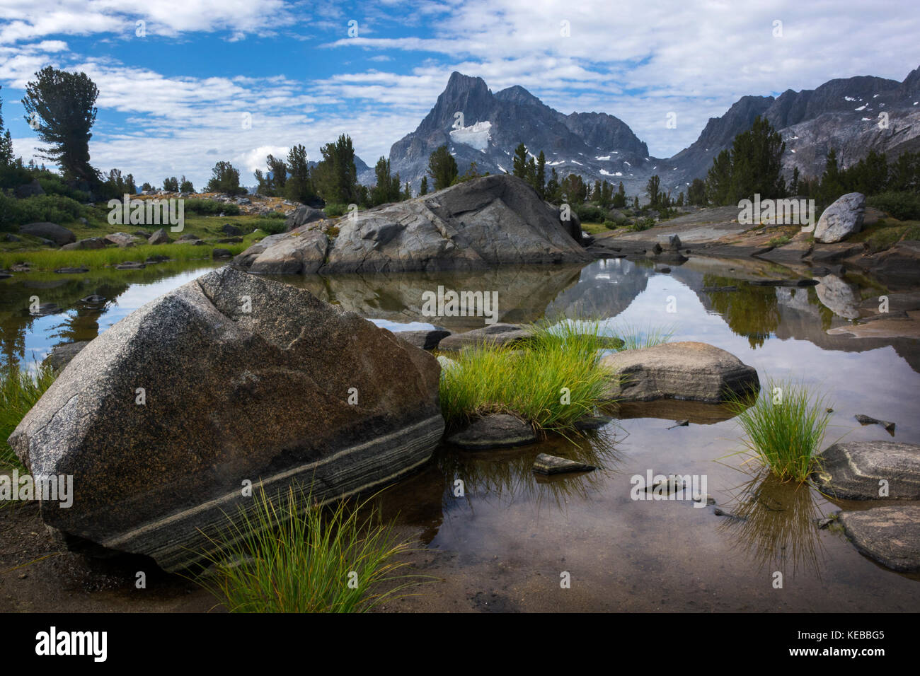Picco di banner e il monte ritter, isola pass, John Muir Trail, California Foto Stock