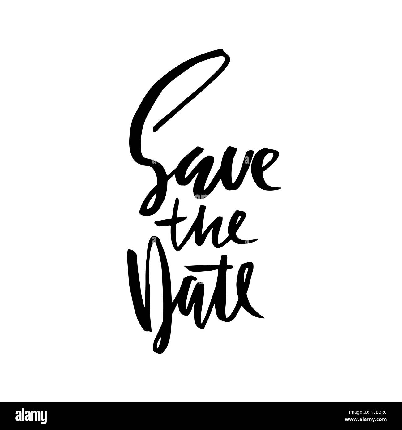 Salvare la data. moderna inchiostro secco pen brush lettering vettore manoscritta iscrizione. tipografia banner. calligraphy poster. Illustrazione Vettoriale
