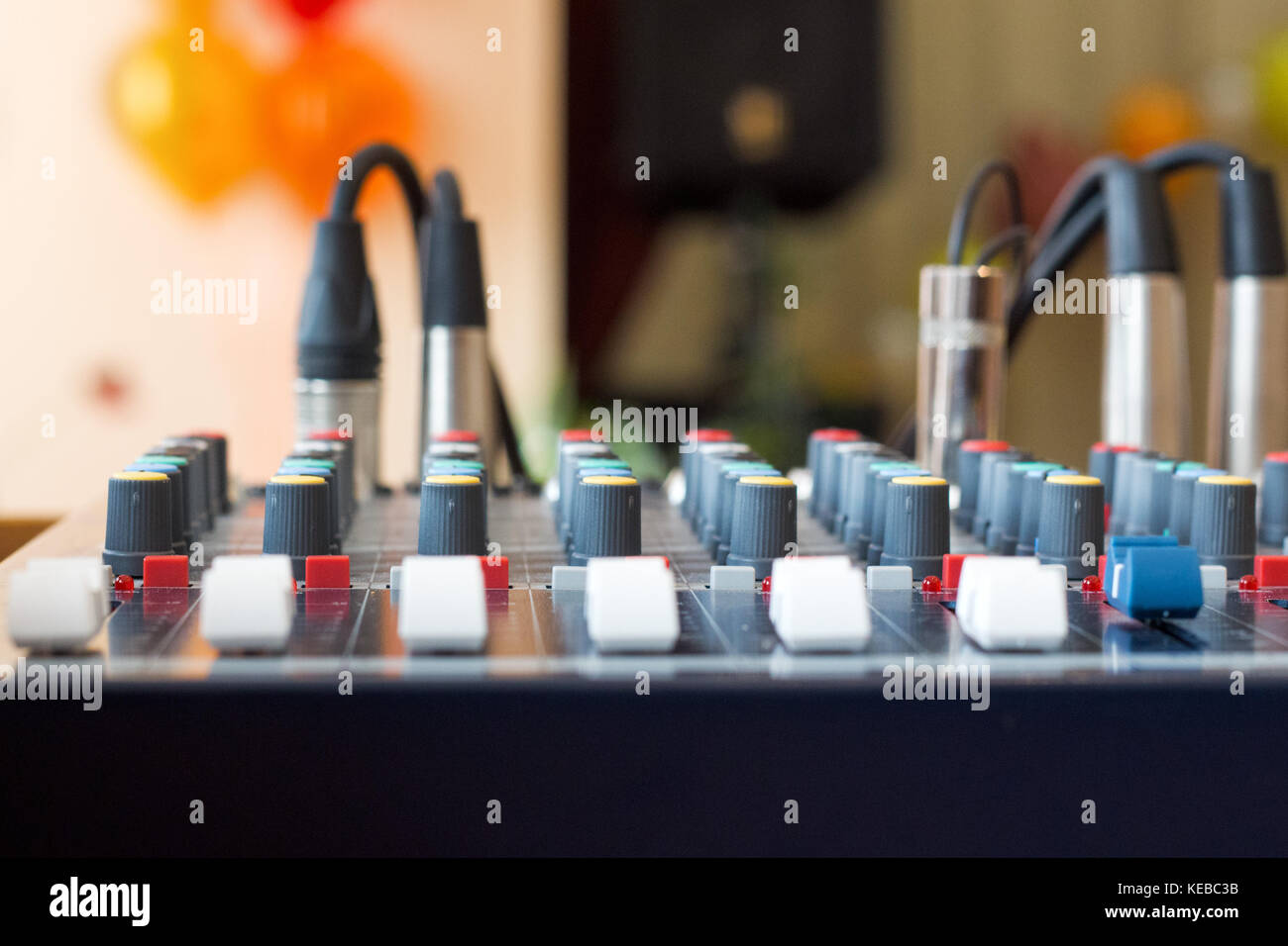 Controllo mixer audio. Foto Stock