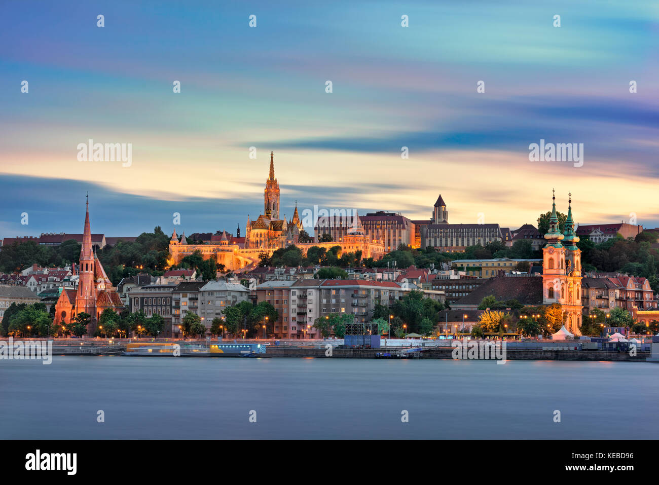 Lo skyline di Buda in serata, budapest, Ungheria Foto Stock