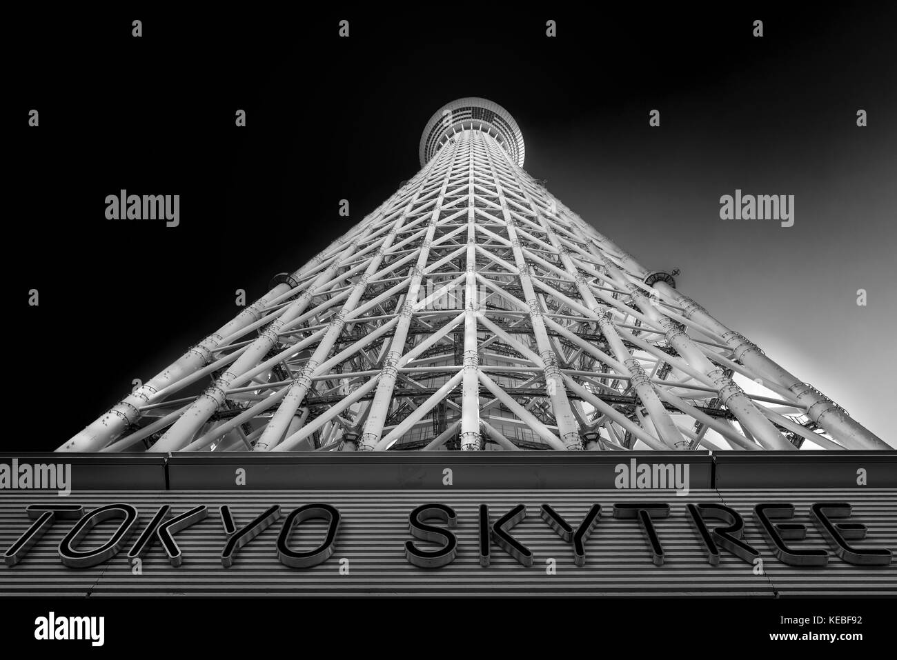 Il simbolo dello Skytree di Tokyo, la torre di trasmissione più alta del mondo e la struttura più alta del Giappone, con i suoi 634 metri di altezza Foto Stock