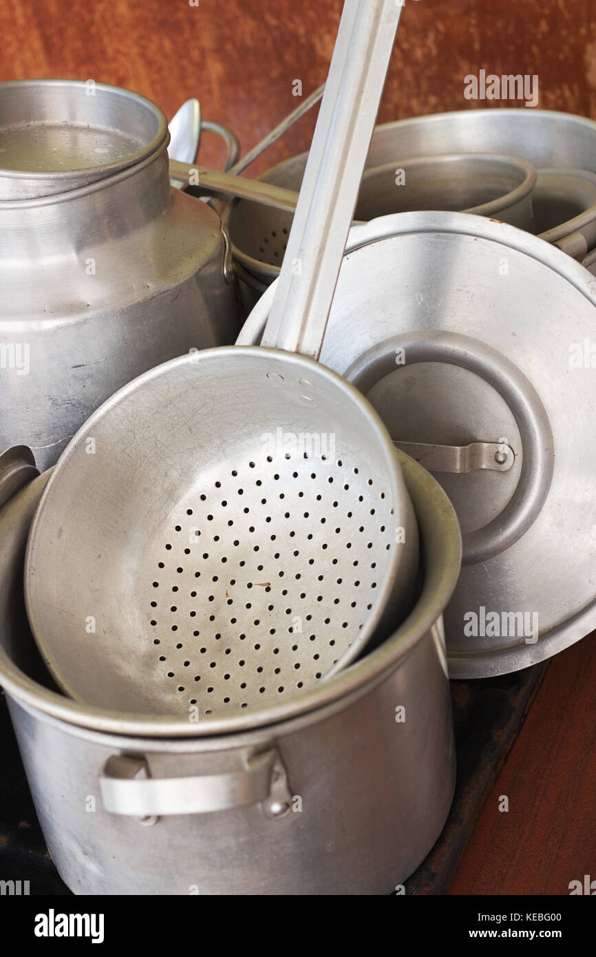 Alluminio utensili da cucina Foto Stock
