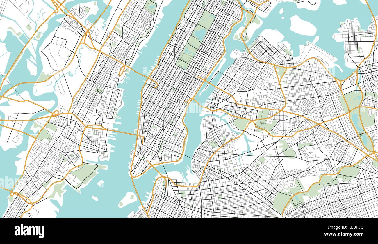 New York City Map. Illustrazione Vettoriale. Illustrazione Vettoriale