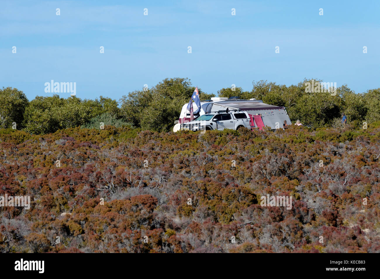 Case Mobili Campeggio a Bush Bay, il Gascoyne, Australia occidentale Foto Stock