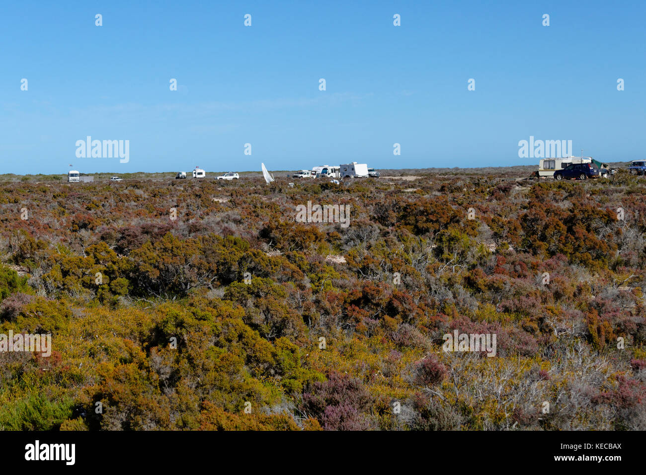 Case Mobili Campeggio a Bush Bay, il Gascoyne, Australia occidentale Foto Stock