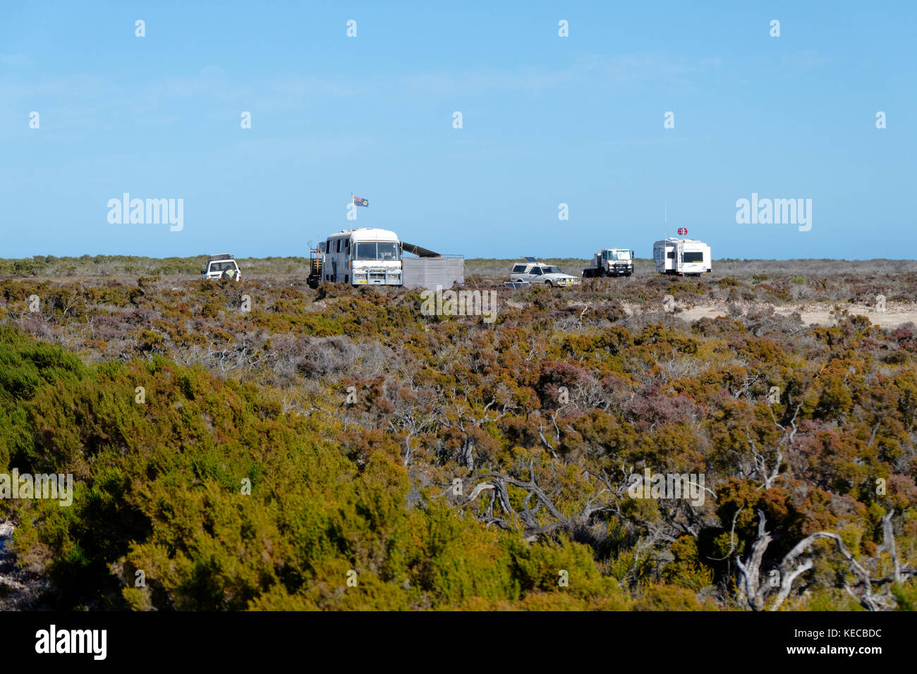 Case Mobili Campeggio a Bush Bay, il Gascoyne, Australia occidentale Foto Stock